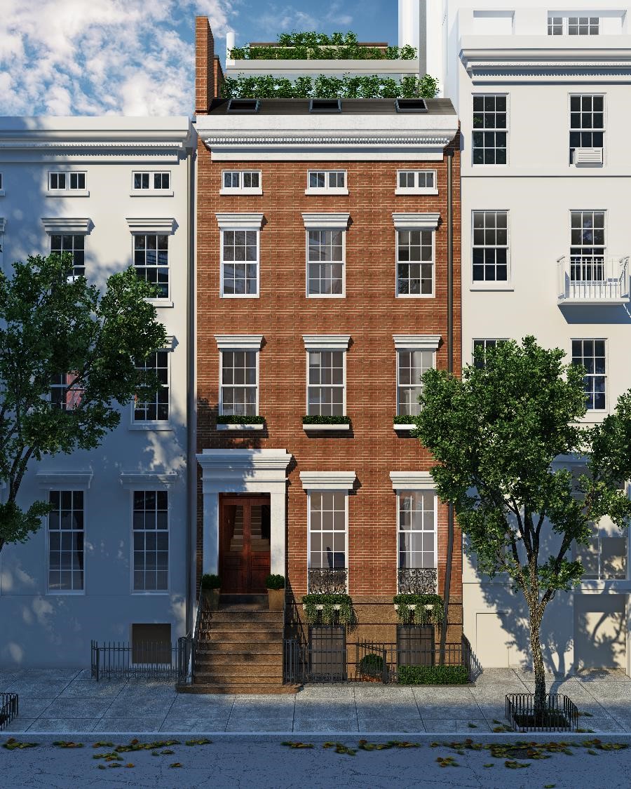 Ground-up renovation/restoration of single family townhome to be completed on one of the most exclusive blocks in downtown Manhattan, in a landmarked Greenwich Village district at 73 Washington Place, New York, NY.